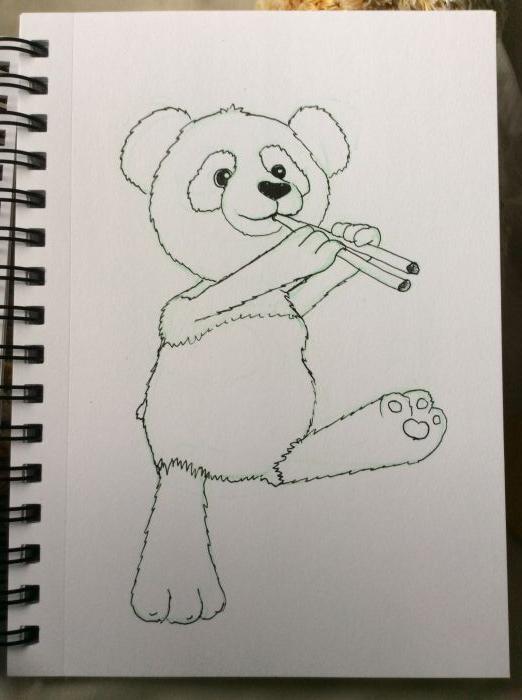 Panda playing a flute by Amy Sue Stirland